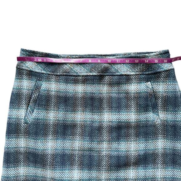 Talbots Wool Blend Pencil Skirt Womens Sz 8 Blue Plaid short Professional Preppy - Picture 8 of 10